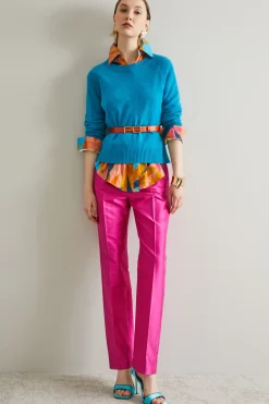 Maglia girocollo in puro cashmere - Turchese