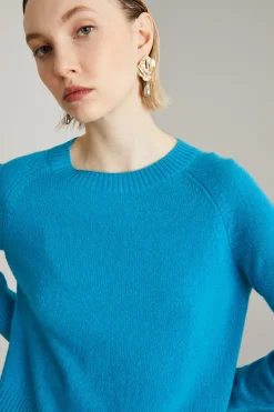 Maglia girocollo in puro cashmere - Turchese