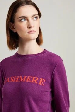 Maglia in cashmere con intarsio - Melanzana