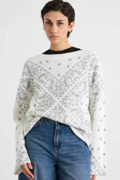 Maglia in cotone con strass - Bianco