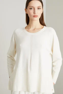 Maglia in cotone e cashmere - Avorio