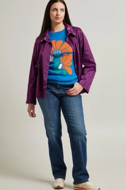 Maglia in cotone jacquard - Celeste