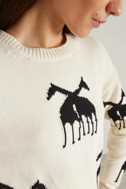 Maglia in cotone jacquard - Latte