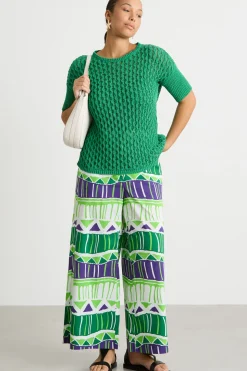 Maglia in fettuccia a punto traforato - Verde