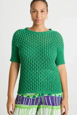 Maglia in fettuccia a punto traforato - Verde