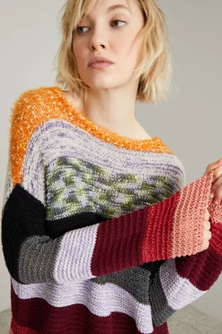 Maglia in filati misti - Rosso Arancione Nero