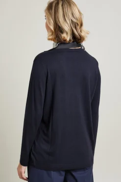 Maglia in filato di viscosa e seta - Blu