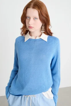 Maglia in filato leggero - Azzurro