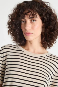 Maglia in filato leggero - Beige Nero