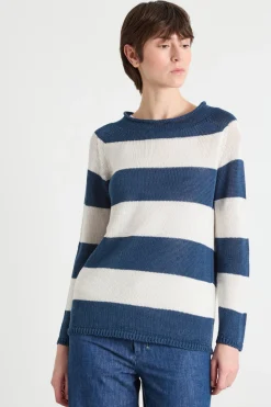 Maglia in filato leggero - Bianco Blu
