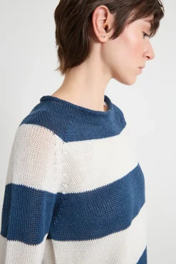 Maglia in filato leggero - Bianco Blu