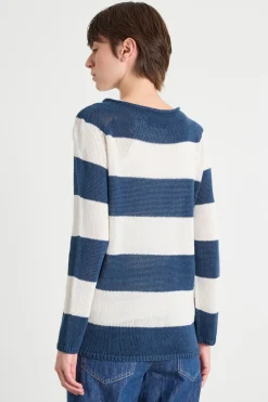 Maglia in filato leggero - Bianco Blu