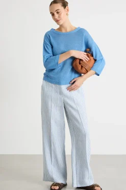 Maglia in filato rasato - Azzurro