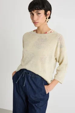 Maglia in filato rasato - Beige