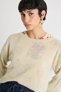 Maglia in filato rasato - Beige