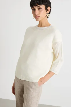 Maglia in filato rasato - Bianco