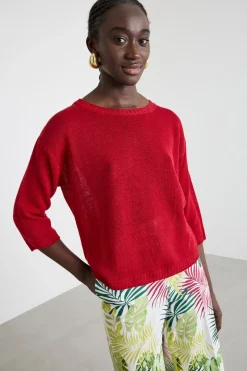 Maglia in filato rasato - Rosso