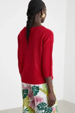 Maglia in filato rasato - Rosso