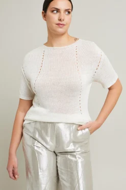 Maglia in lino e viscosa - Bianco
