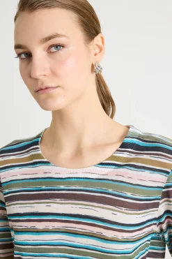 Maglia in organza stampata - Blu