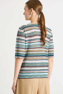 Maglia in organza stampata - Blu