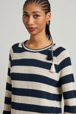 Maglia in puro lino - Blu Crema