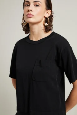 Maglia in viscosa con taschino - Nero