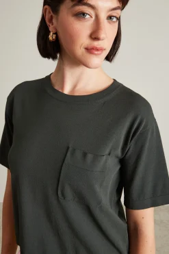Maglia in viscosa con taschino - Verde