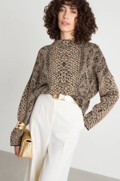 Maglia jacquard con collo alto - Animalier