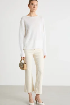 Maglia leggera con scollo tondo - Bianco