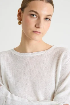 Maglia leggera con scollo tondo - Bianco