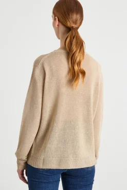 Maglia leggera con scollo tondo - Cammello