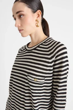 Maglia leggera con taschino - Avorio Nero