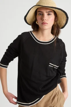 Maglia leggera con taschino - Nero Bianco