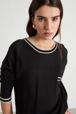 Maglia leggera con taschino - Nero Bianco