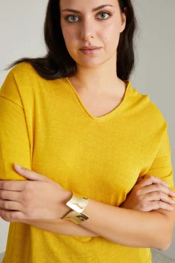 Maglia morbida con scollo a V - Giallo Sole