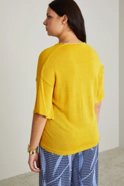 Maglia morbida con scollo a V - Giallo Sole