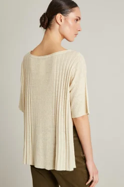 Maglia morbida con spacchi - Ecru