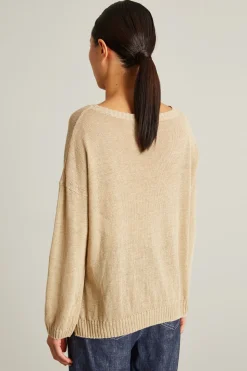 Maglia morbida in puro lino - Sabbia