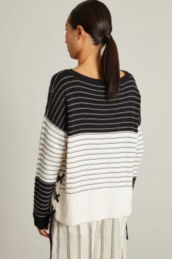 Maglia over con lacci - Bianco Nero