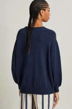 Maglia over in viscosa - Blu