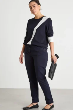 Maglia oversize con intarsi a contrasto - Blu Bianco