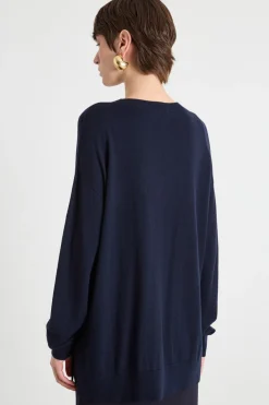 Maglia oversize con maniche a spalla scesa - Blu