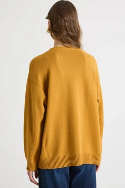Maglia oversize con motivo floccato - Giallo