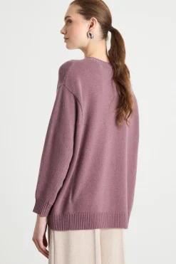 Maglia oversize con motivo floccato - Lilla