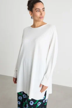 Maglia oversize con spacchi - Bianco