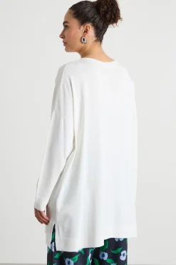 Maglia oversize con spacchi - Bianco