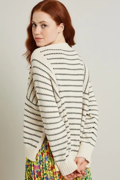 Maglia oversize in cotone - Avorio Nero