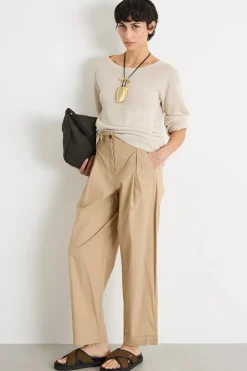 Maglia oversize in filato di lino - Beige