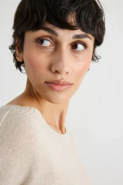 Maglia oversize in filato di lino - Beige